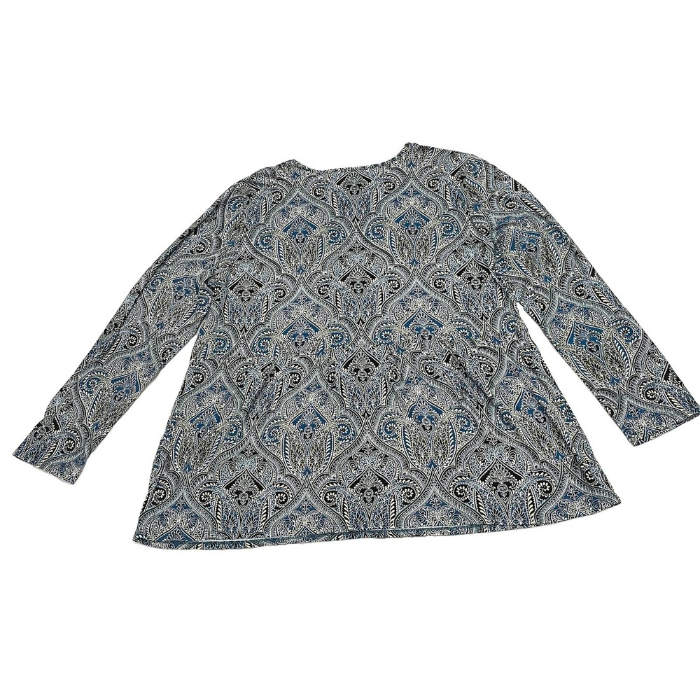 JJill Wearever Tunic Top Floral Paisley Shirt Sleeve Boho Cottagecore L - Picture 4 of 7